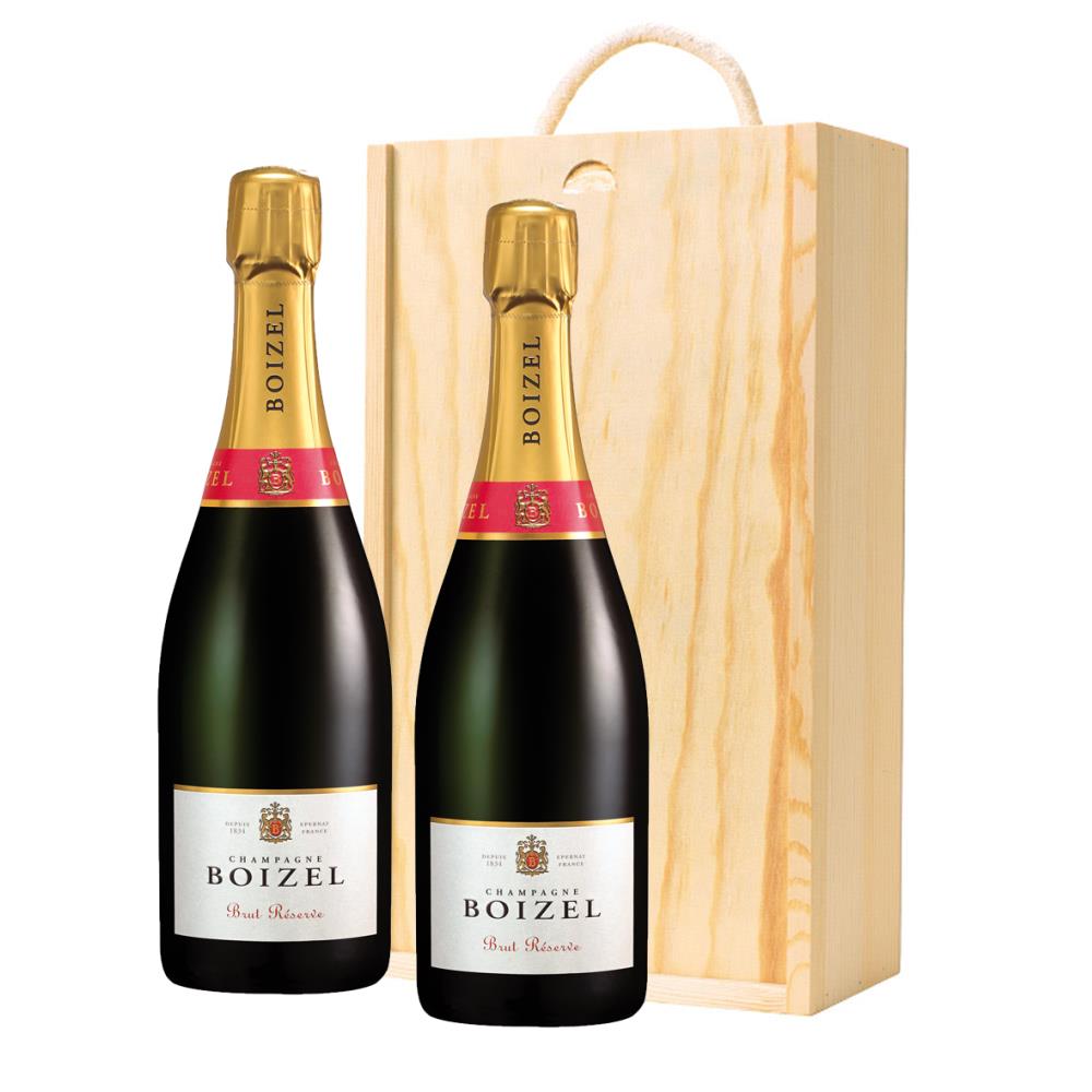 Boizel Brut Reserve NV Champagne 75cl Twin Pine Wooden Gift Box (2x75cl)